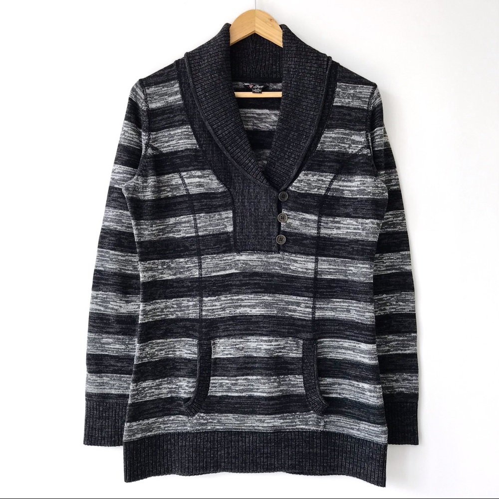Guess 100% Cotton Striped Shawl Collar Sweater - Picture 11 of 11